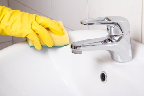 After builders cleaning in a Hammersmith home after renovation