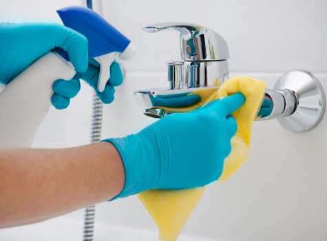 Local cleaner in Hammersmith deep cleaning a kitchen area