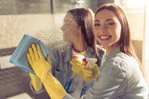 End of tenancy cleaning team preparing a property for handover